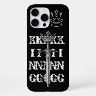Para iPhone 16 Pro Max Funda de teléfono con arte de corona KING negra