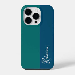 Para iPhone 14 Pro Funda de teléfono con bloques de color azul y verd
