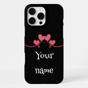 Para iPhone 16 Pro Max Funda de teléfono con corazón de amor con nombre p
