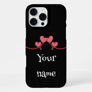 Para iPhone 16 Pro Max Funda de teléfono con corazón de amor con nombre p