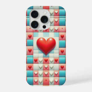 Funda de teléfono con corazón rojo 3D romántico -