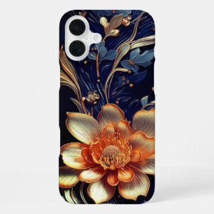 Para iPhone 16 Plus Funda de teléfono con diseño de flores artísticas