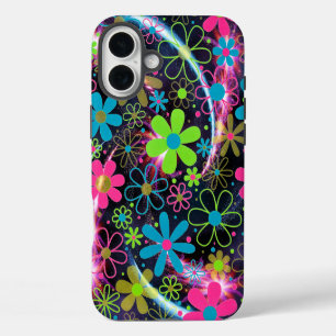 Para iPhone 16 Plus Funda de teléfono con diseño de flores artísticas