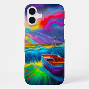 Para iPhone 16 Plus Funda de teléfono con escena de barco artística