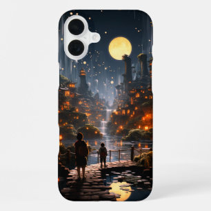 Para iPhone 16 Plus Funda de teléfono con escena lunar artística