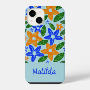 Para iPhone 14 Funda de teléfono con flores personalizadas