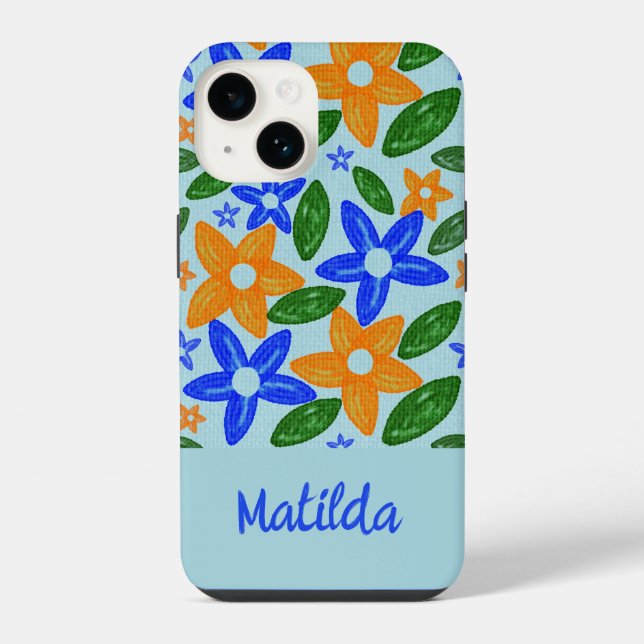 Para iPhone Funda de teléfono con flores personalizadas (Reverso )