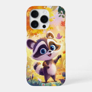 Para iPhone 16 Pro Funda de teléfono con ilustración de mapache