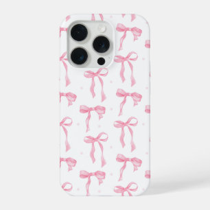 Funda de teléfono con lazo rosa – Patrón chic negr