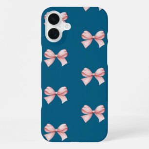 Para iPhone 16 Plus Funda de teléfono con lazos rosas