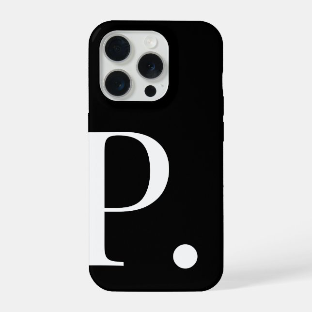 Para iPhone Funda de teléfono con letra inicial negra personal (Reverso )
