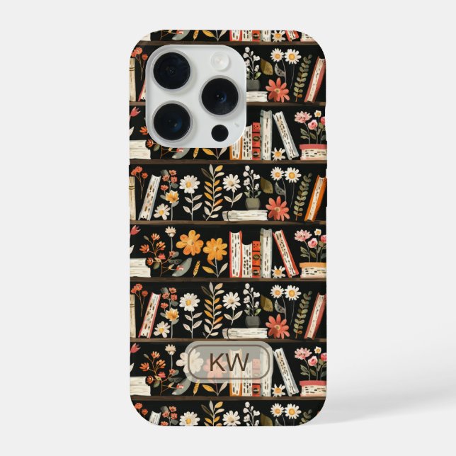 Para iPhone Funda de teléfono con monograma de estantería acog (Reverso )