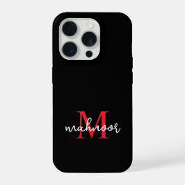 Funda de teléfono con monograma personalizado negr