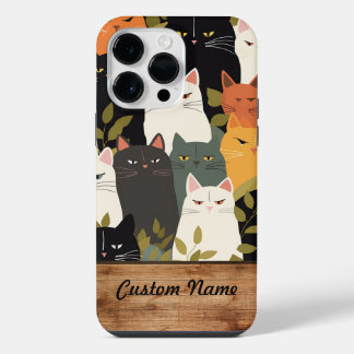 Para iPhone 14 Pro Max Funda de teléfono con nombre personalizado gatos