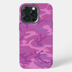Para iPhone 13 Pro Funda de teléfono con patrón de camuflaje rosa