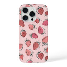Funda de teléfono con patrón de fresa rosa lindo