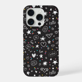 Funda de teléfono con patrón de garabatos negros y