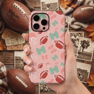 Para iPhone 16 Pro Max Funda de teléfono con patrón de lazo de fútbol fem