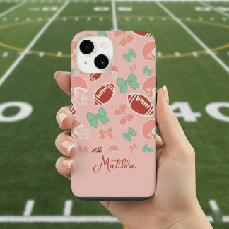 Para iPhone 14 Funda de teléfono con patrón de lazo de fútbol fem