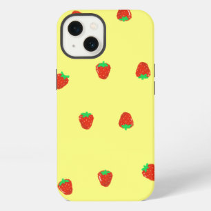 Funda de teléfono con patrón simple de fresa linda
