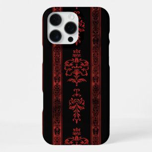 Para iPhone 16 Pro Max Funda de teléfono con raya de damasco rojo gótico