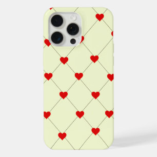 Funda de teléfono con rejilla de corazones rojos e