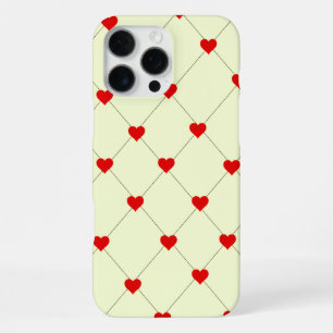 Para iPhone 16 Pro Max Funda de teléfono con rejilla de corazones rojos e