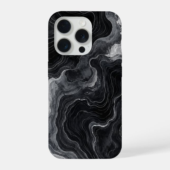 Para iPhone Funda de teléfono con remolino de mármol negro (Reverso )