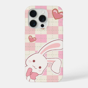 Funda de teléfono conejito rosa lindo Corazón de
