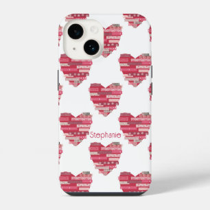 Para iPhone 14 Funda de teléfono Corazones Patchwork Rosados