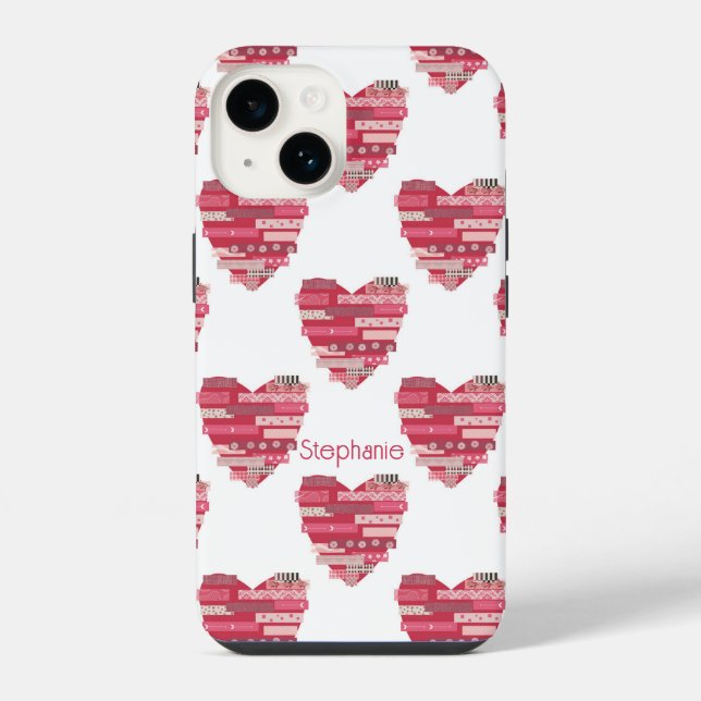 Para iPhone Funda de teléfono Corazones Patchwork Rosados (Reverso )