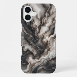 Para iPhone 16 Plus Funda de teléfono de ágata negra ahumada de lujo -