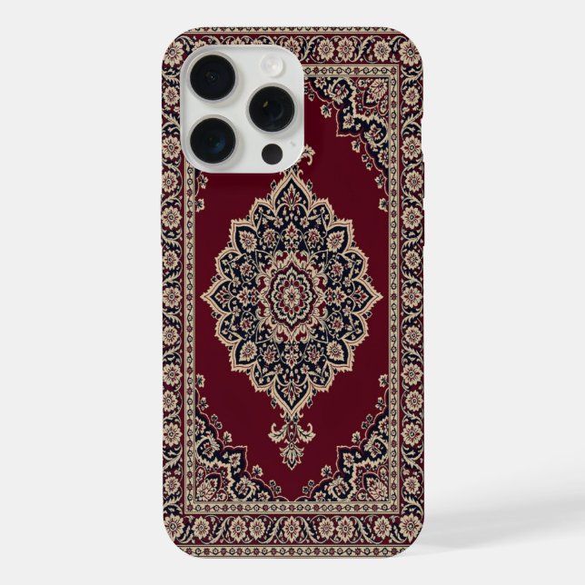 Para iPhone Funda de teléfono de alfombra persa roja clásica – (Reverso )