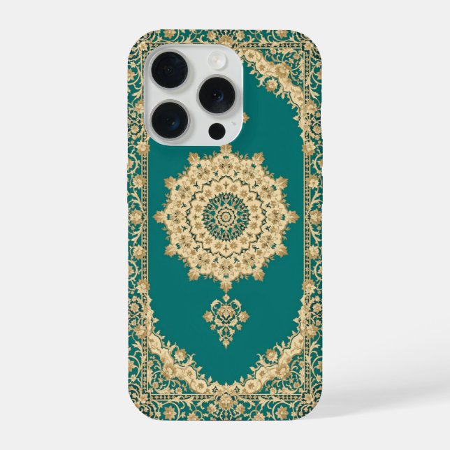 Para iPhone Funda de teléfono de alfombra persa turquesa – Bor (Reverso )