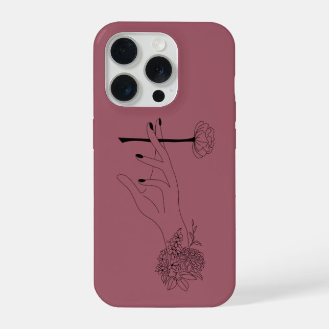 Para iPhone Funda de teléfono de arte de línea floral minimali (Reverso )