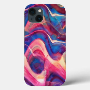 Funda de teléfono de arte de mármol rosa y azul co