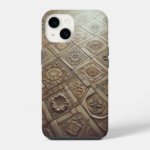Para iPhone 14 Funda de teléfono de baldosas ornamentadas vintage