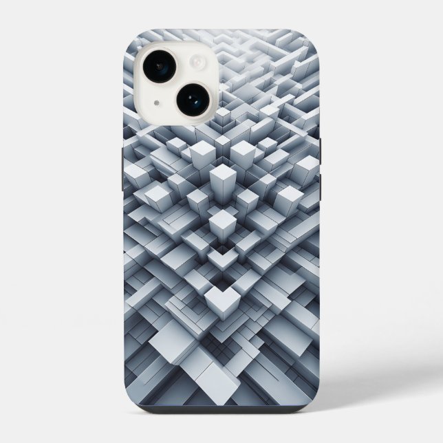 Para iPhone Funda de teléfono de bloque geométrico blanco 3D A (Reverso )