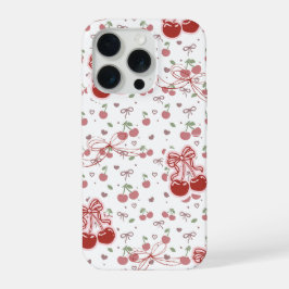 Funda de teléfono de cereza linda con corazones y