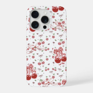Funda de teléfono de cereza linda con corazones y 
