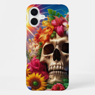 Para iPhone 16 Plus Funda de teléfono de cráneo artístico