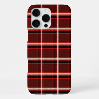 Para iPhone 16 Pro Max Funda de teléfono de cuadros borgoña | Tartán clás