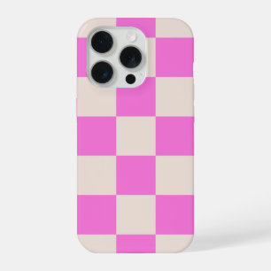 Funda de teléfono de cuadros rosa beige
