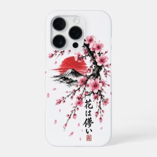 Para iPhone 16 Pro Funda de teléfono de flor de cerezo japonesa Monte
