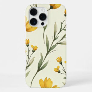 Para iPhone 16 Pro Max Funda de teléfono de flor silvestre amarilla elega