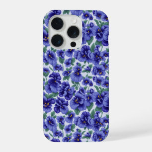 Funda de teléfono de flores de pensamiento azules