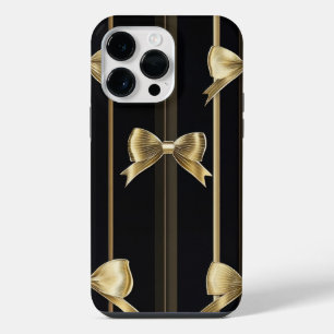Para iPhone 14 Pro Max Funda de teléfono de lujo con lazo dorado