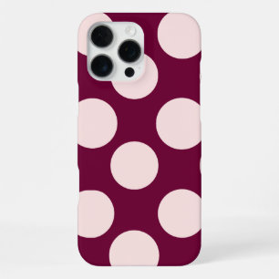 Para iPhone 16 Pro Max Funda de teléfono de lunares rosa Borgoña