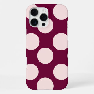 Para iPhone 16 Pro Max Funda de teléfono de lunares rosa Borgoña