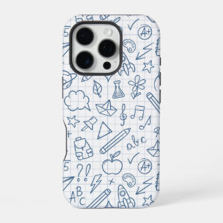Para iPhone 16 Pro Funda de teléfono de maestro con garabatos de escu